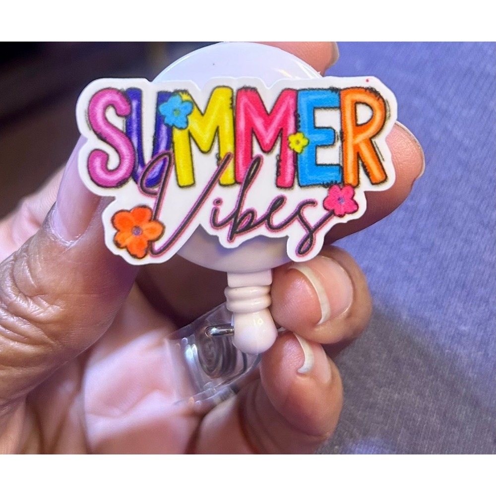 Nurse, BSN, RN, Summer Vibes, Badge Reel, ID HOLDER, Belt or Alligator clip